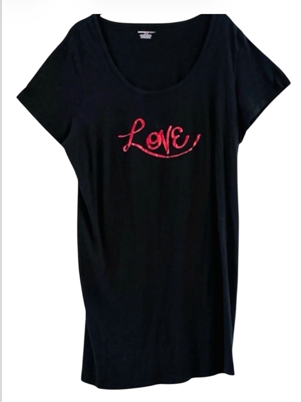 Avenue Body Nightgown Black Sleep Shirt Dress Pink Love Graphic Size 14/16